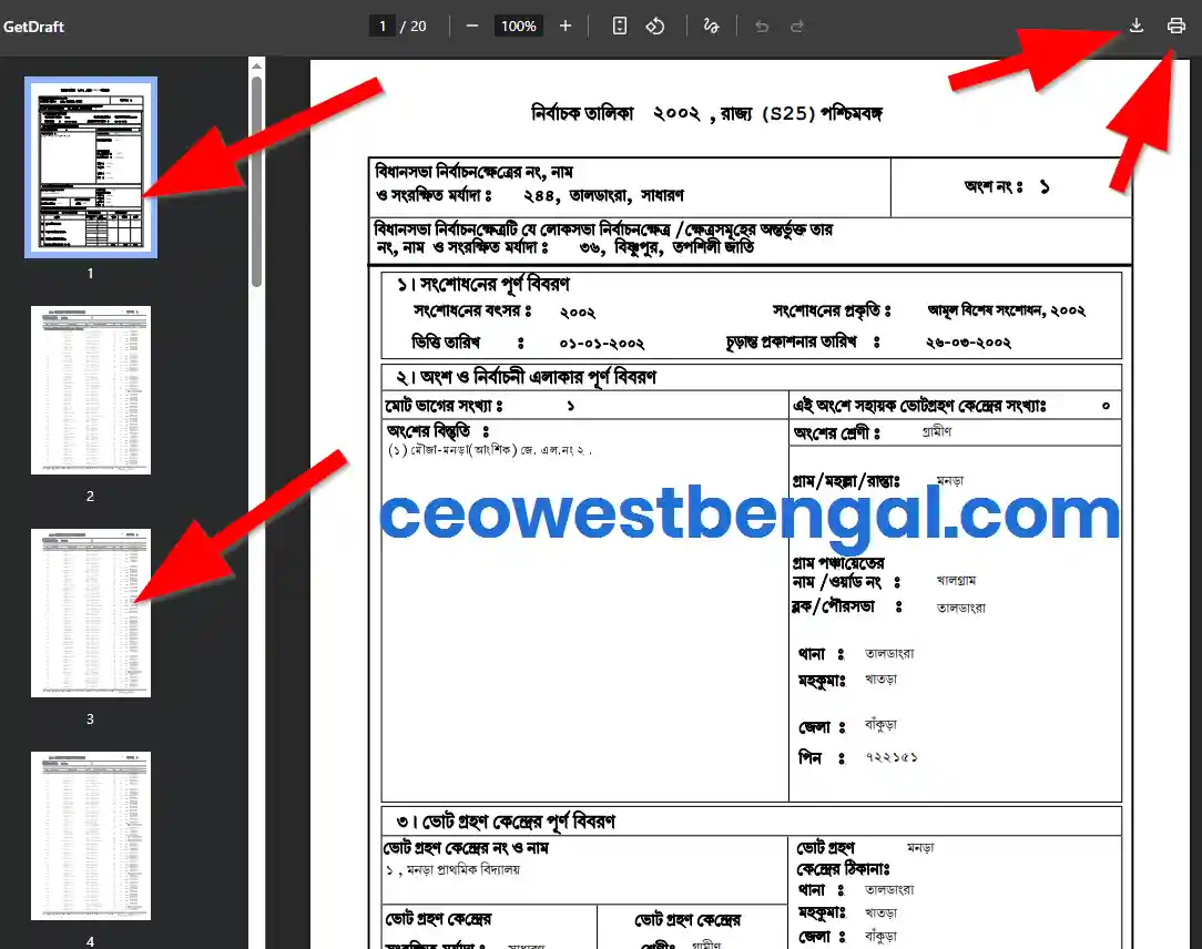 Bankura Voter List 2002 West Bengal PDF Download