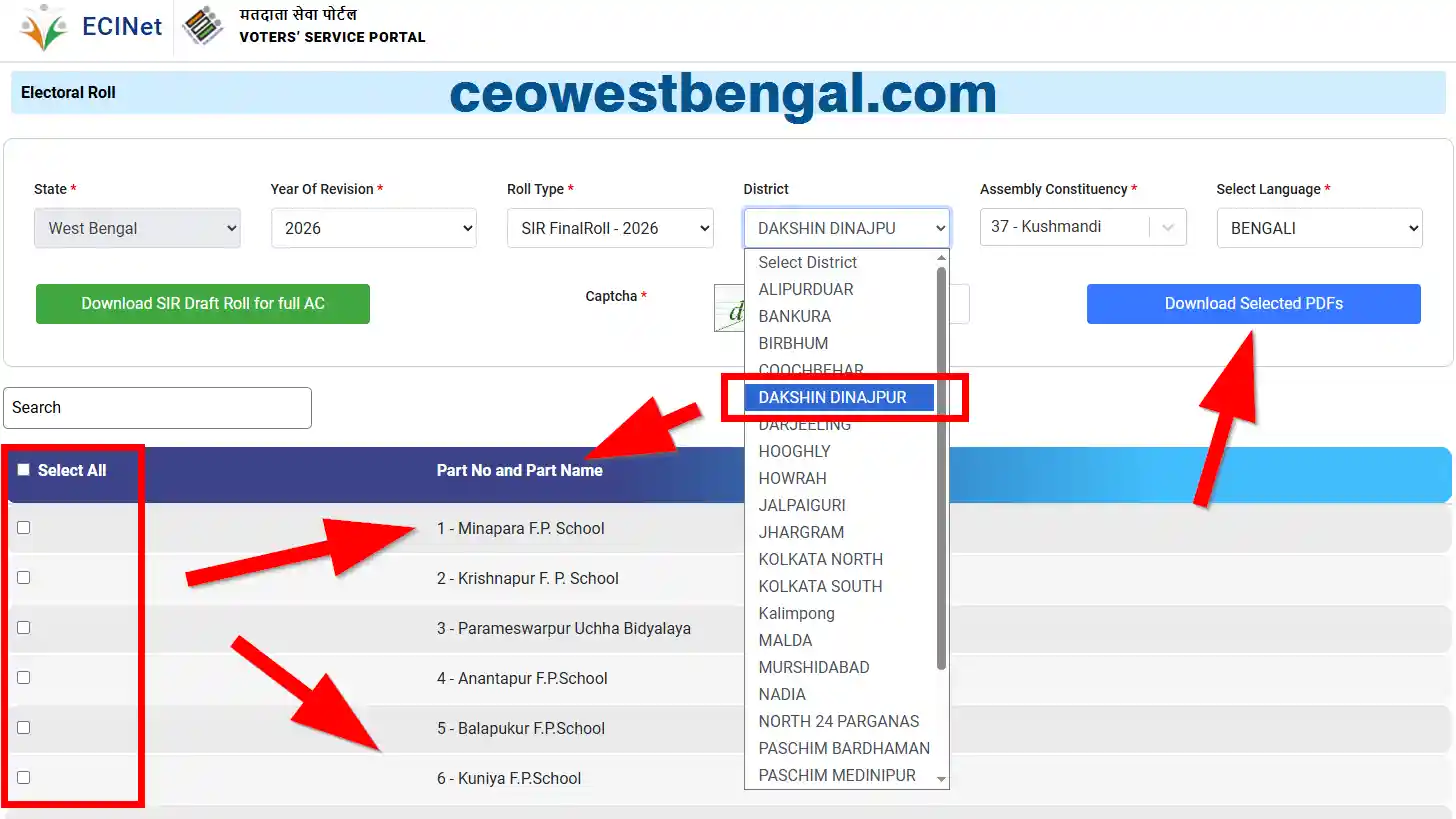 Final Voter List Dakshin Dinajpur 2026