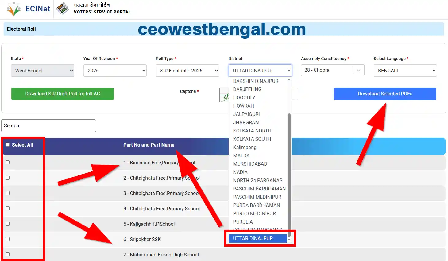 Final Voter List Uttar Dinajpur 2026