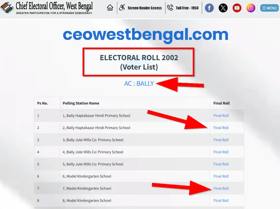 Howrah Voter SIR List 2002