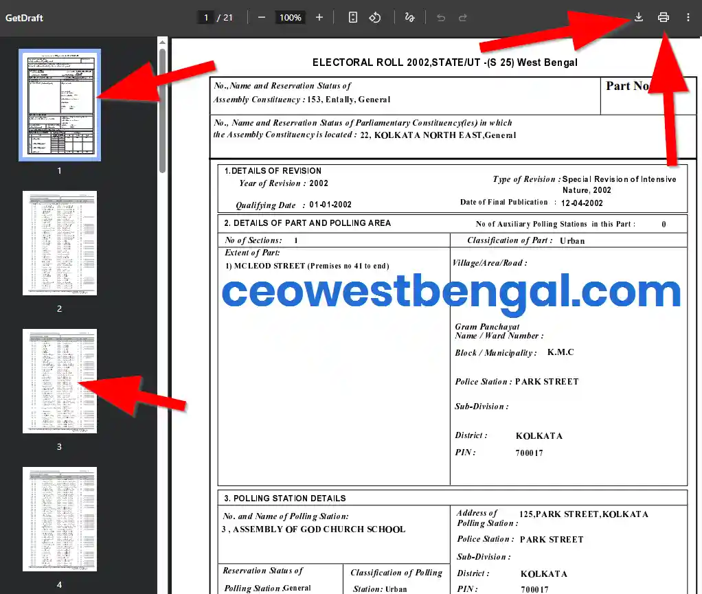 Kolkata NE Voter List 2002 West Bengal PDF Download