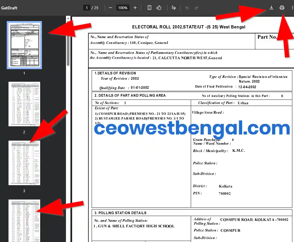 Kolkata NW Voter List 2002 West Bengal PDF Download