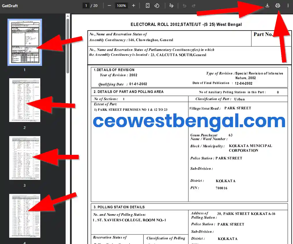 Kolkata South Voter List 2002 West Bengal PDF Download