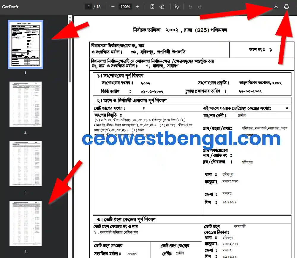 Malda Voter List 2002 West Bengal PDF Download