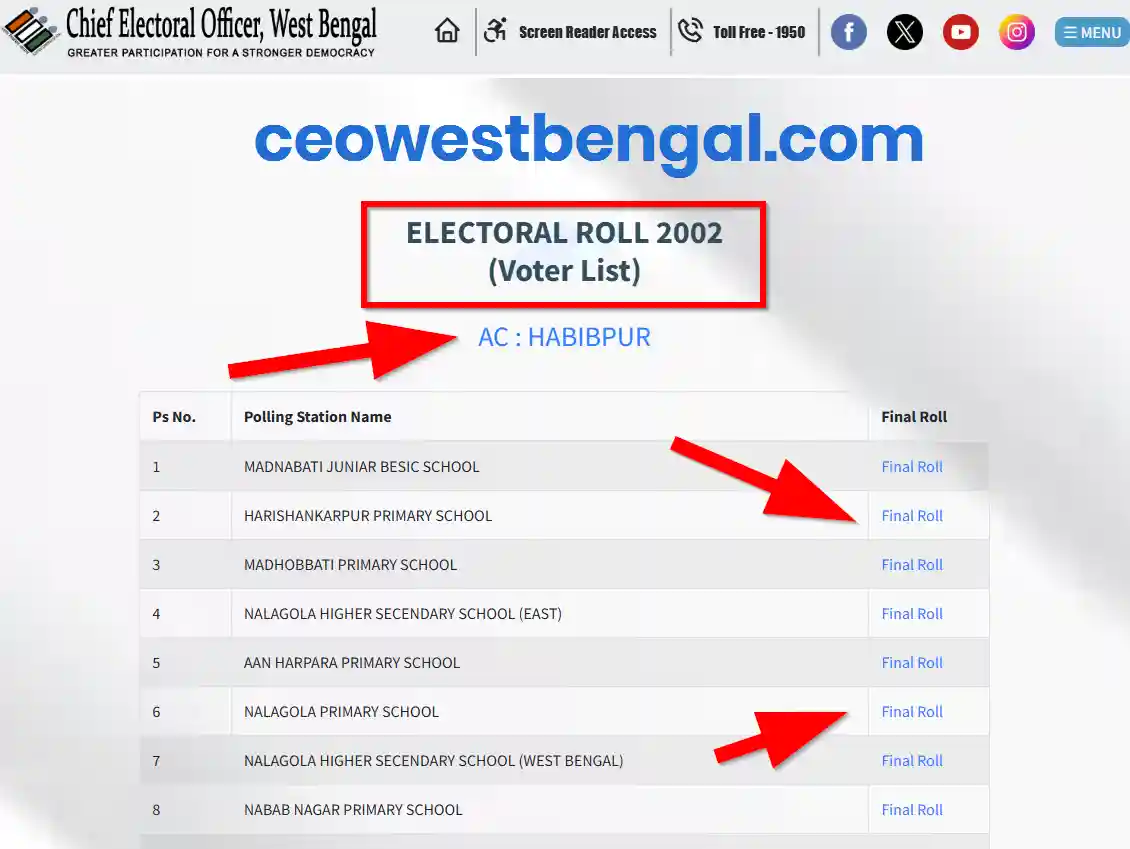 Malda Voter SIR List 2002
