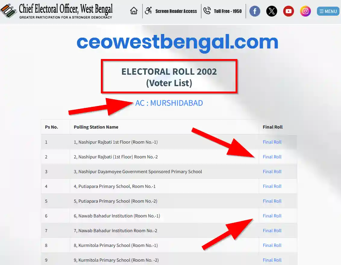 Murshidabad Voter SIR List 2002