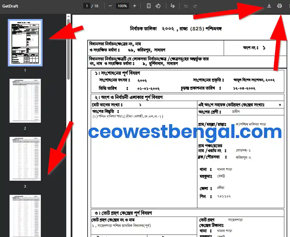 Nadia Voter List 2002 West Bengal PDF Download