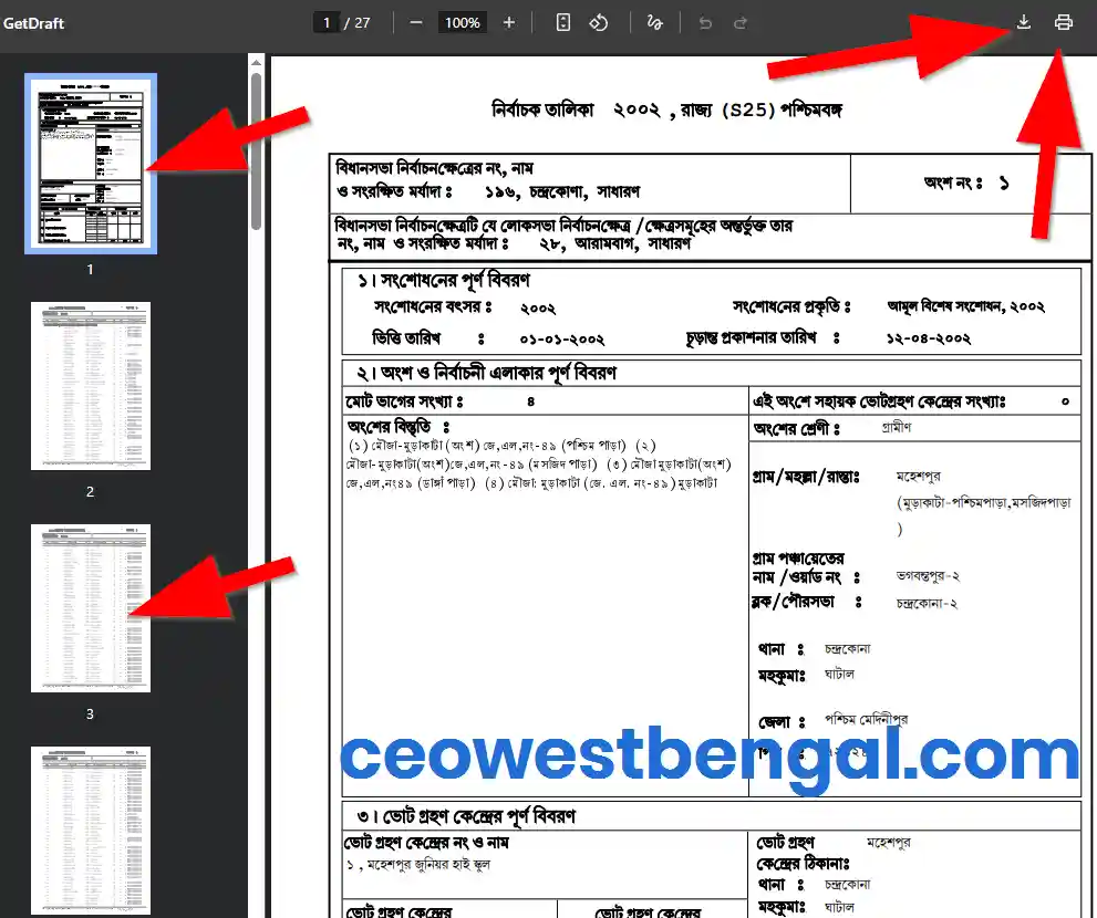 Paschim Medinipur Voter List 2002 West Bengal PDF Download