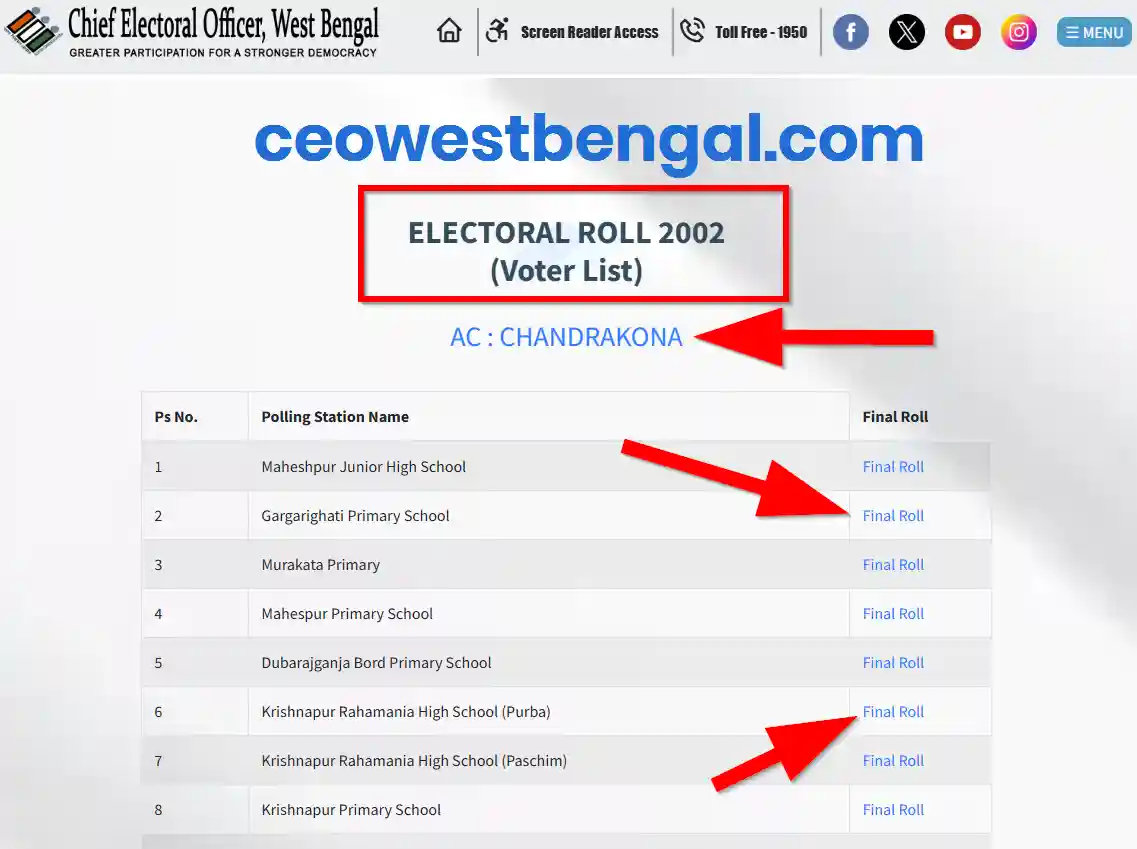 Paschim Medinipur Voter SIR List 2002