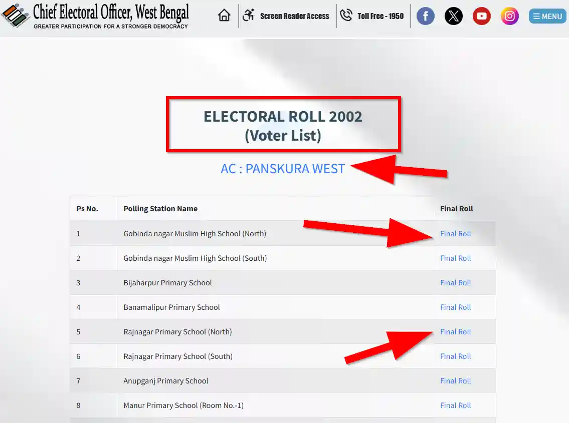Purba Medinipur Voter SIR List 2002