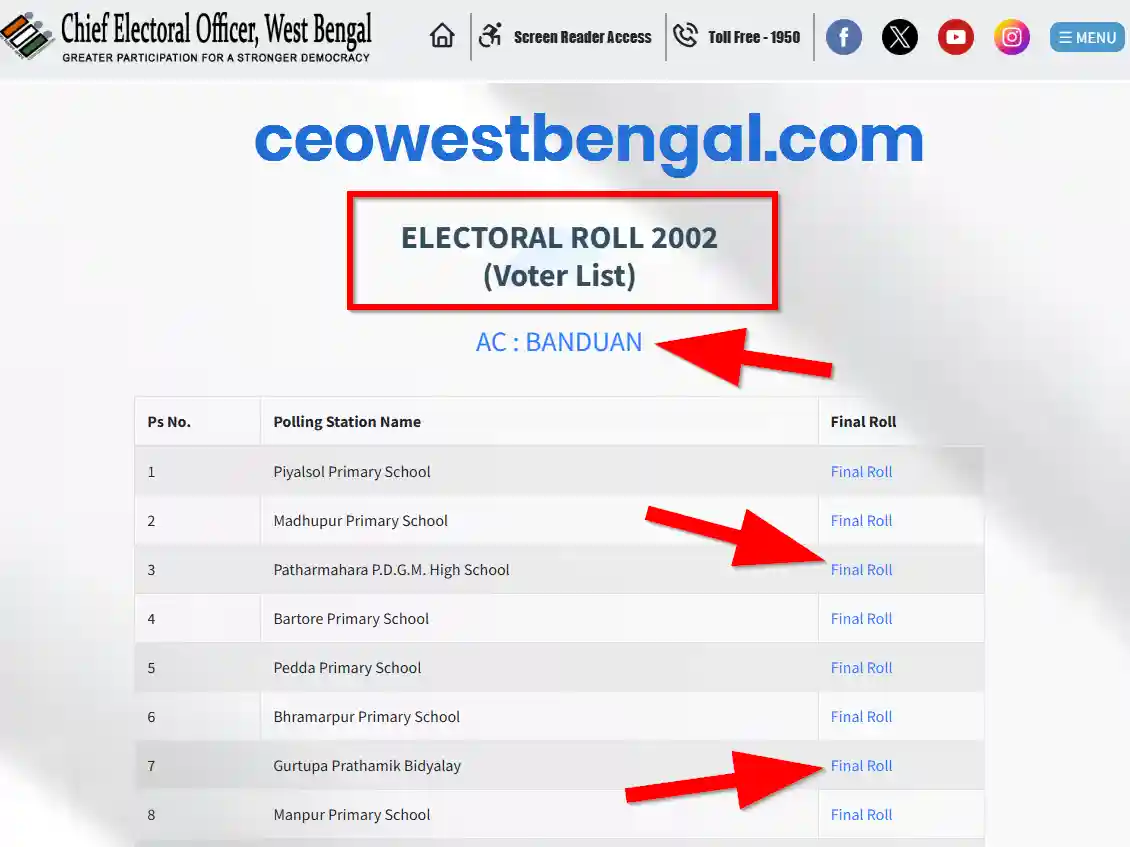 Purulia Voter SIR List 2002