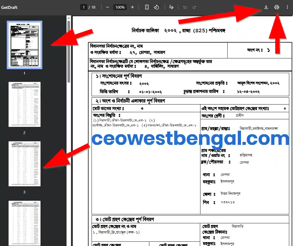 Uttar Dinajpur Voter List 2002 West Bengal PDF Download
